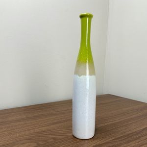 Green & white ceramic vase
